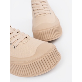 Sneakers platform da donna stringate, colore beige 1