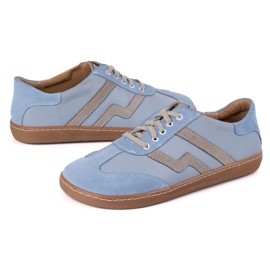 Scarpe in pelle da donna a piedi nudi Olivier Eliza Blue 1