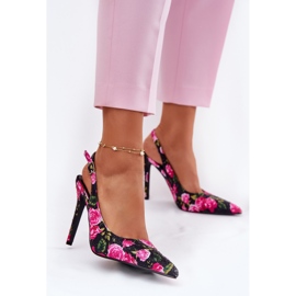 Inna Sandali decorati su un tallone alto in rose nere nero 2
