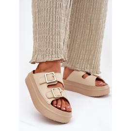 Inna Infradito da donna sulla piattaforma con fibbie dorate beige 2