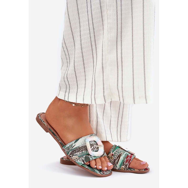 Inna Flip piatti da donna piatta con una fibbia decorativa multicolore 1