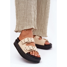 Inna Infradito da donna con fibbie sulla piattaforma beige 2