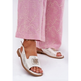 S.Barski Eleganti sandali da donna con tacco piatto con un ornamento di S. Barski KV51-082 Silver argento 2