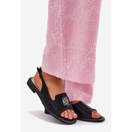 S.Barski Eleganti sandali piatti da donna con un ornamento di S. Barski Kv51-082 Nero 1