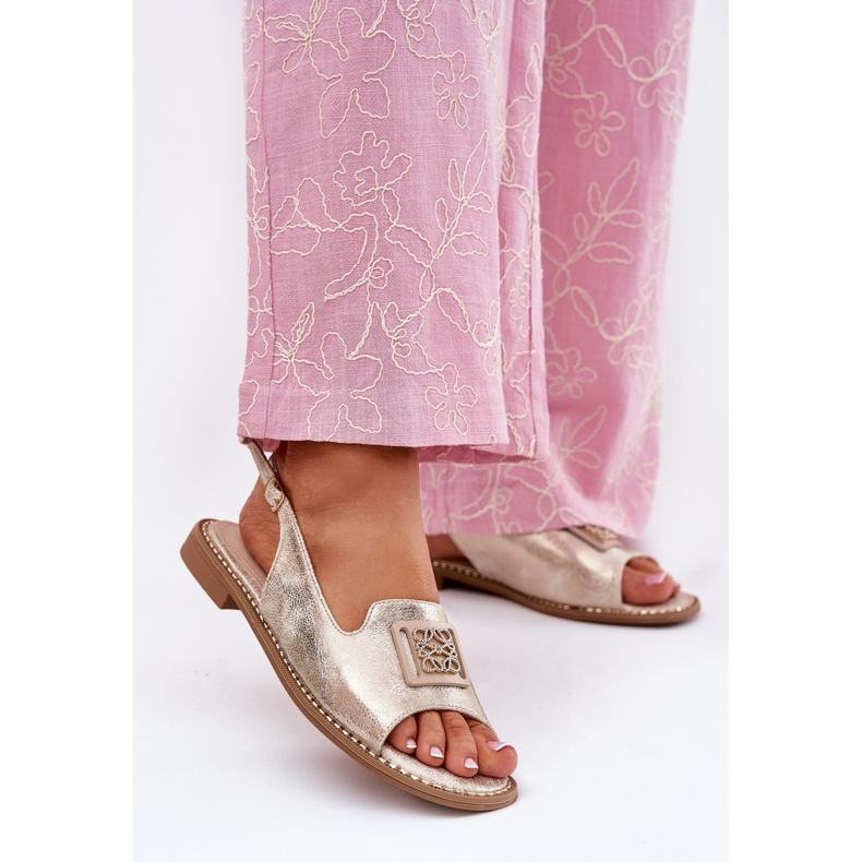 S.Barski Eleganti sandali piatti da donna con un ornamento di S. Barski Kv51-082 Gold d'oro 2