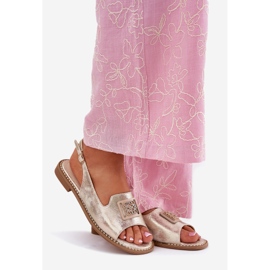 S.Barski Eleganti sandali piatti da donna con un ornamento di S. Barski Kv51-082 Gold d'oro 1