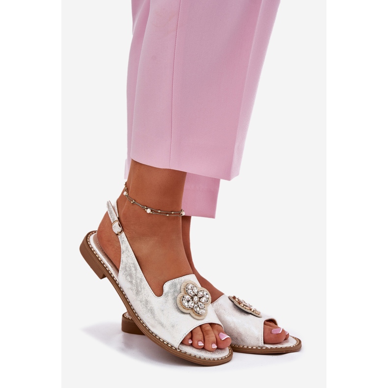 S.Barski Sandali da donna con tacco piatto con dettaglio decorativo S. Barski Kv51-080 Silver argento 1