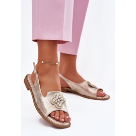 S.Barski Sandali da donna con tacco piatto con dettaglio decorativo S. Barski KV51-080 PLN d'oro 2