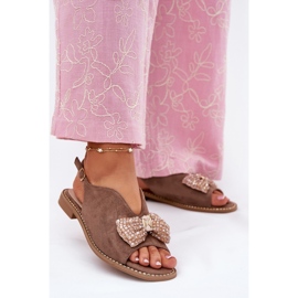 S.Barski Sandali femminili con arco a tacco piatto s. Barski Kv51-014 Dark Beige 2