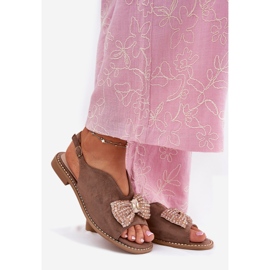 S.Barski Sandali femminili con arco a tacco piatto s. Barski Kv51-014 Dark Beige 1