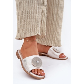 S.Barski Flip da donna con tacco piatto con un ornamento S. Barski Kv51-013 Silver d'argento 2