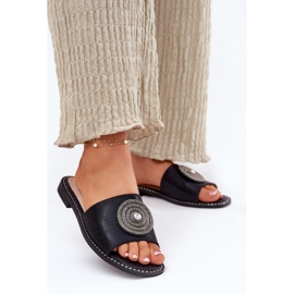 S.Barski Flip da donna con tacco piatto con un ornamento S. Barski Kv51-013 Nero 2