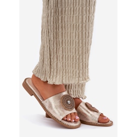 S.Barski Flip da donna con tacco piatto con un ornamento di S. Barski Kv51-013 Zloty d'oro 1