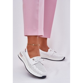EVento Scarpe in pelle da donna sulla piattaforma Openwork White bianco 2
