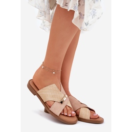 Teli piatti da donna con un beige decorativo Vinceza 17385 1