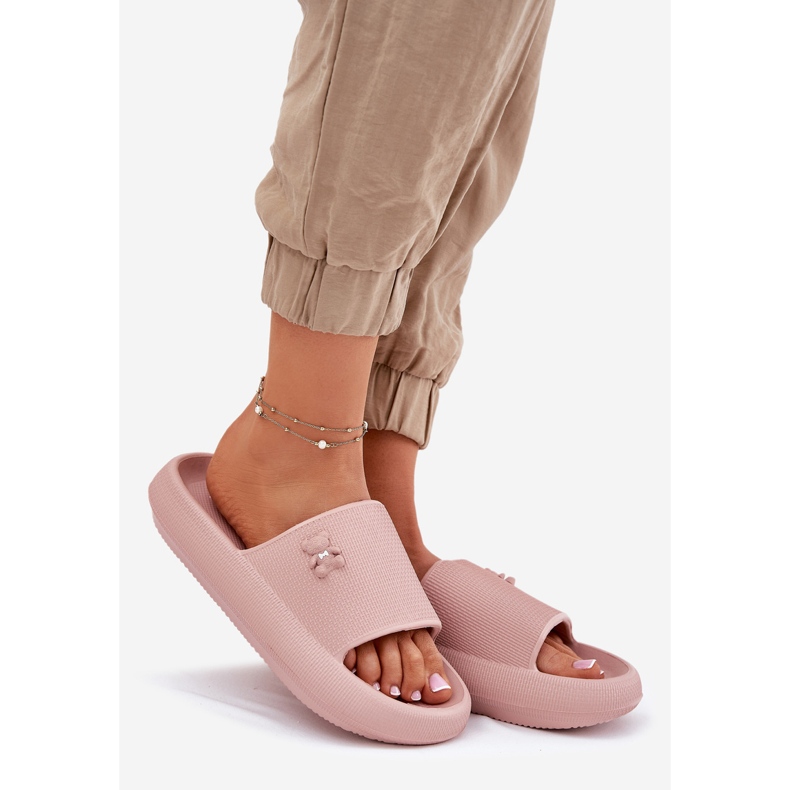 Flip di schiuma femminile Flip sulla piattaforma con un orsacchiotto Vinceza 75210 Pink rosa 1