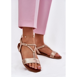 S.Barski Sandali piatti da donna con strisce S. Barski Kv51-120 Oro rosa d'oro 2
