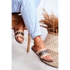 EVento Infradito da donna BeNice beige su sughero con strass 3