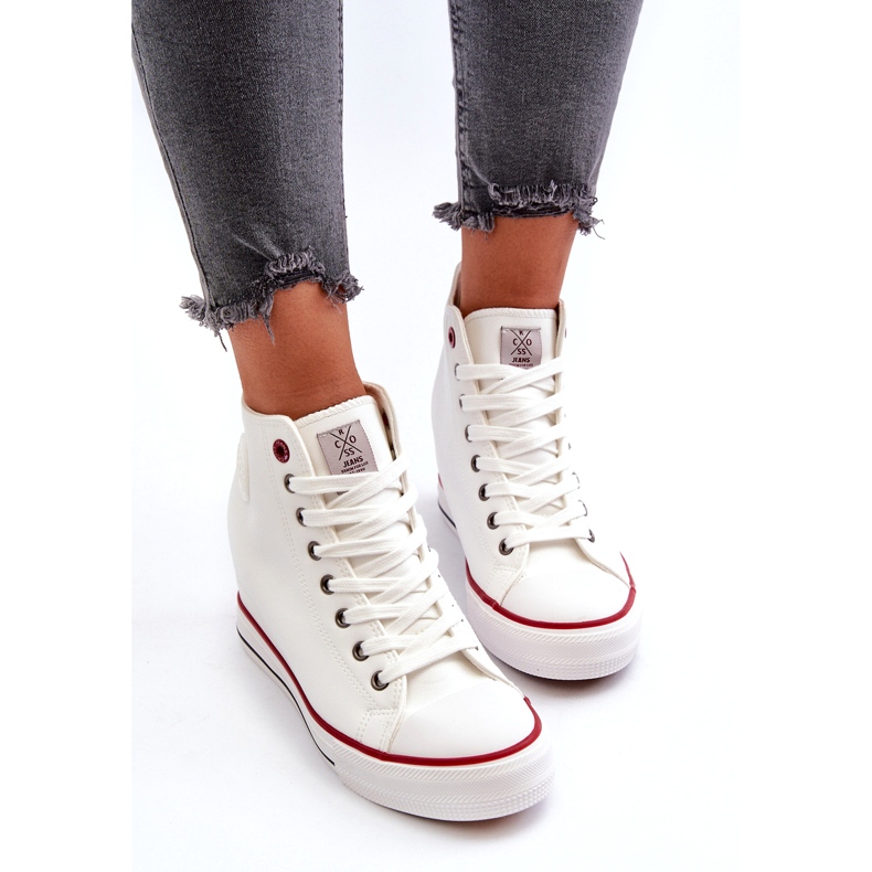 Sneakers con zeppa da donna Cross Jeans NN2R4004 Bianco 4