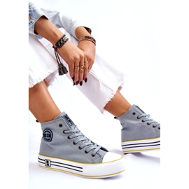 Sneaker ad alto materiale femminile sulla piattaforma Big Star LL274188 Blu chiaro 5