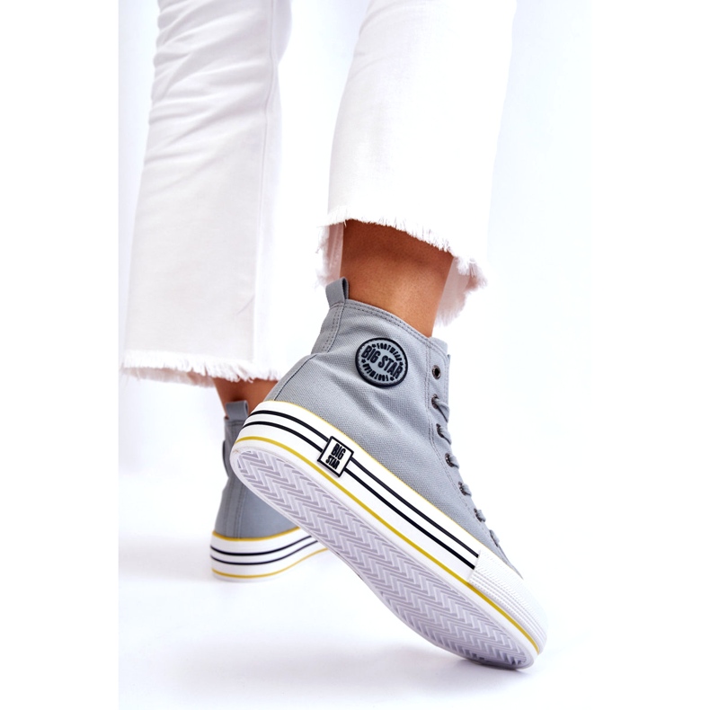 Sneaker ad alto materiale femminile sulla piattaforma Big Star LL274188 Blu chiaro 2