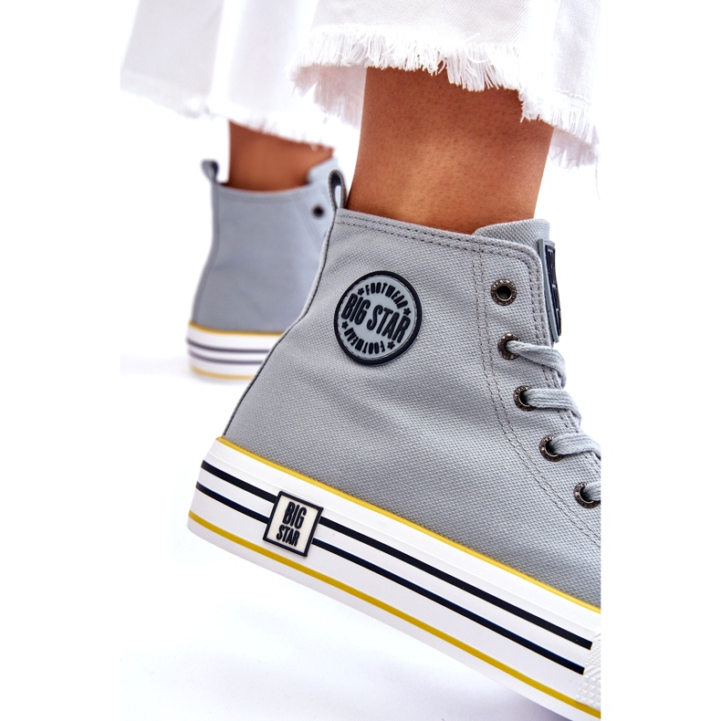 Sneaker ad alto materiale femminile sulla piattaforma Big Star LL274188 Blu chiaro 3