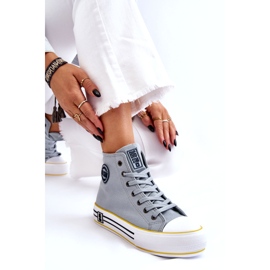 Sneaker ad alto materiale femminile sulla piattaforma Big Star LL274188 Blu chiaro 4
