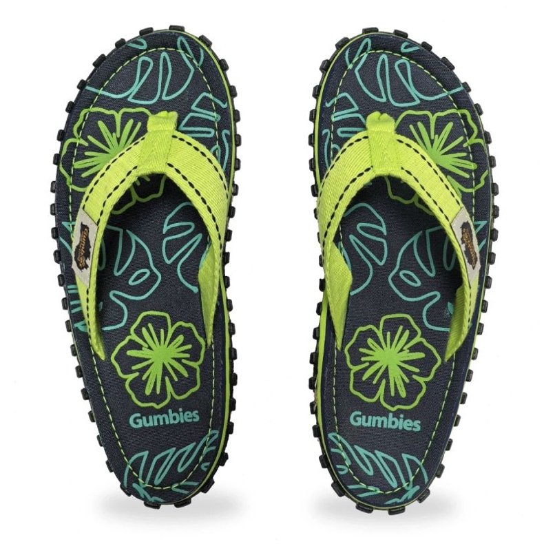 Flip-flops Gumbies Islander Flip-Flops Lime Hibiscus Gu-Fisl148 verde 1