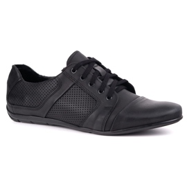 Scarpe in pelle di cuoio da uomo -up polbut c34p perforato nero casual 1
