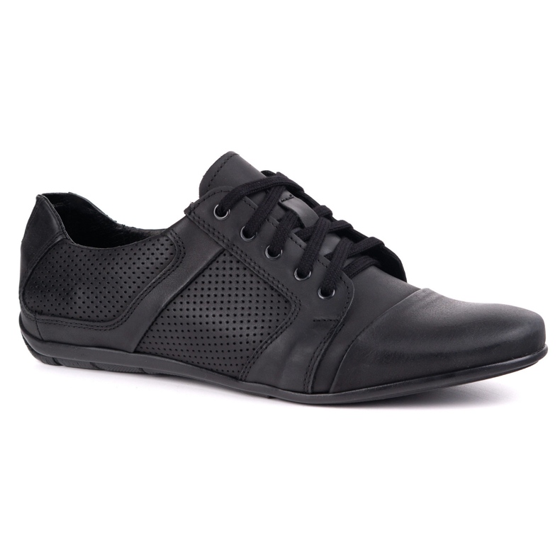 Scarpe in pelle di cuoio da uomo -up polbut c34p perforato nero casual 1