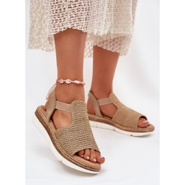 EVento Sandali femminili con beige e treccia d'oro 2