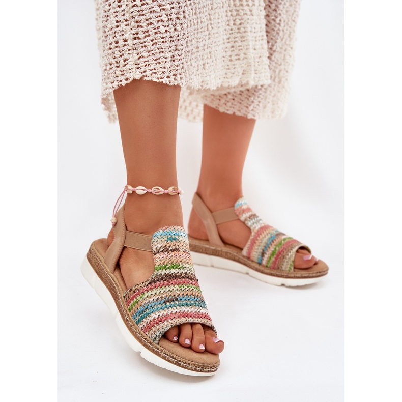 EVento Sandali femminili con una treccia multicolore beige 2