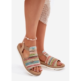 EVento Sandali femminili con una treccia multicolore beige 1