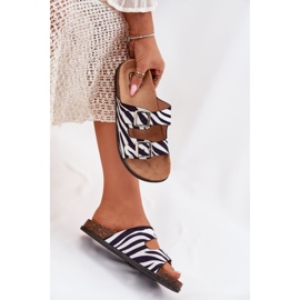 Inna Infradito da donna con fibbie zebra bianco 1