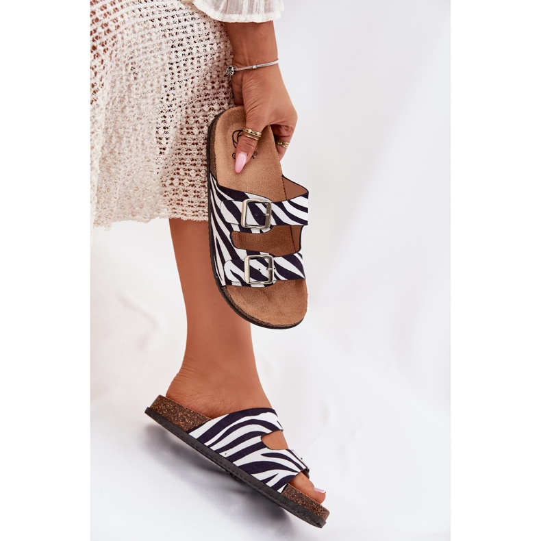 Inna Infradito da donna con fibbie zebra bianca 1