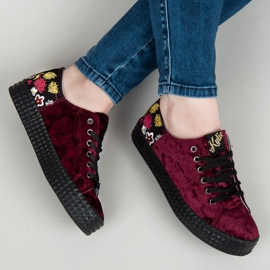 Kylie Sneakers in velluto bordeaux multicolore rosso 1