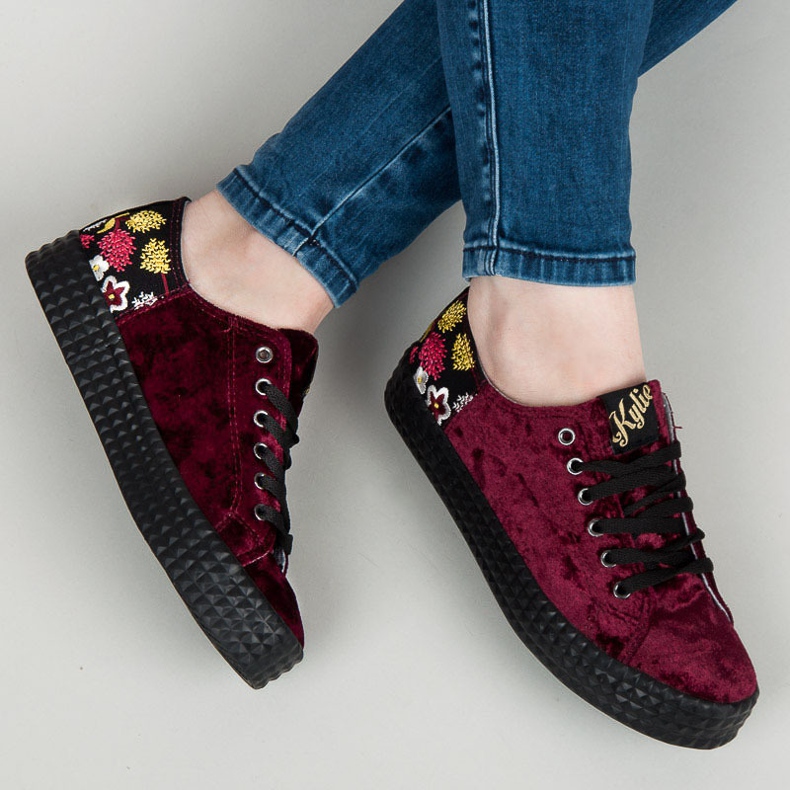 Kylie Sneakers in velluto bordeaux multicolore rosso 1