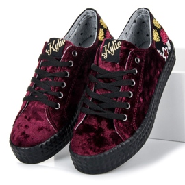 Kylie Sneakers in velluto bordeaux multicolore rosso 2