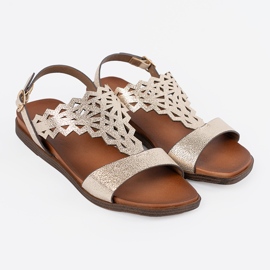 Sergio Leone Sandali dorati con decorazioni openwork d'oro 1