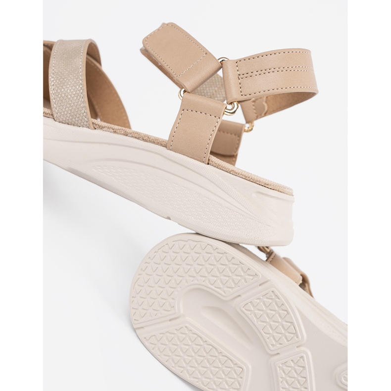Sergio Leone Sandali beige leggeri su una piattaforma bianca 1