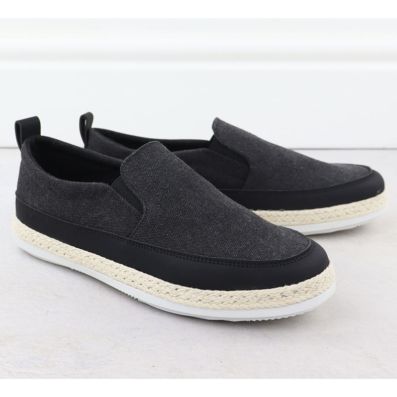 Nowacki Scarpe da uomo Espadrilles scivolate in nero 0017-T 1
