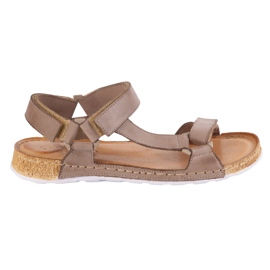 Olivier Sandali da donna beige in pelle a piedi nudi 1