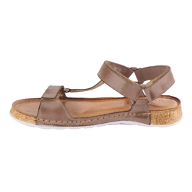 Olivier Sandali da donna beige in pelle a piedi nudi 2