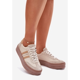 Sneaker in pelle da donna sulla piattaforma beige Zazoo N1234 1