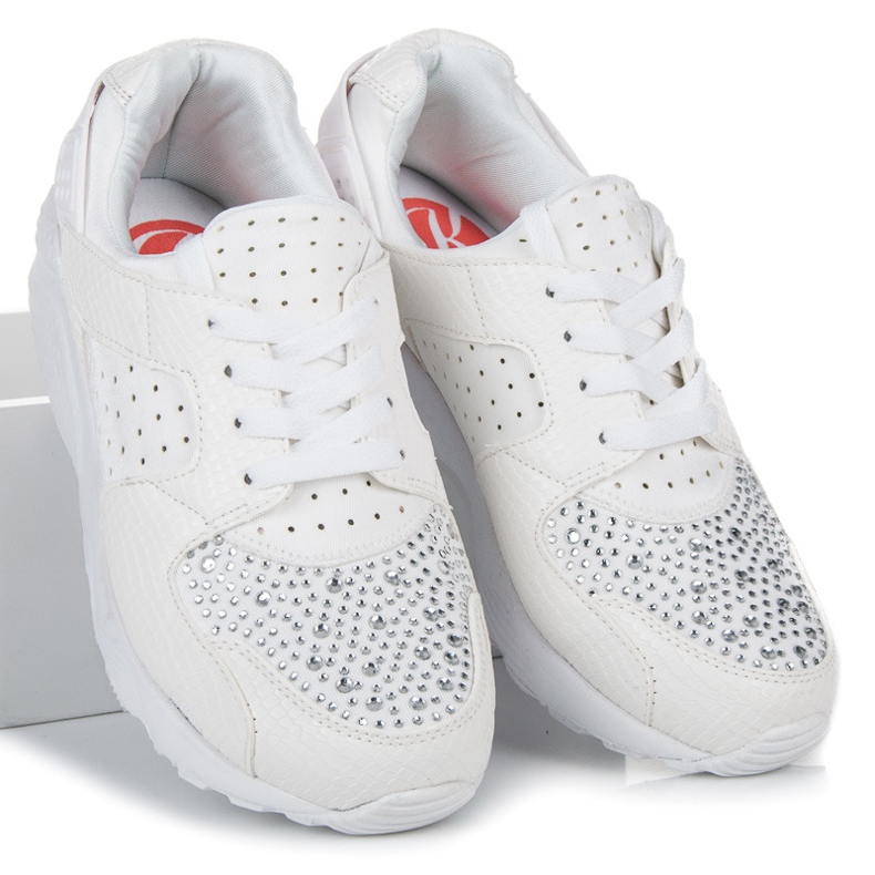Kylie Scarpe sportive con cristalli bianco 2