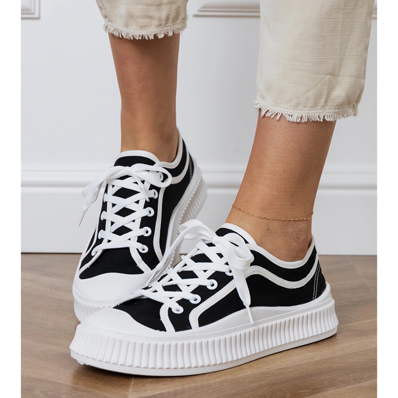 Sneakers nere con plateau da donna nero 2