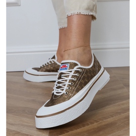 Sneaker femminili marroni sulla piattaforma marrone 2