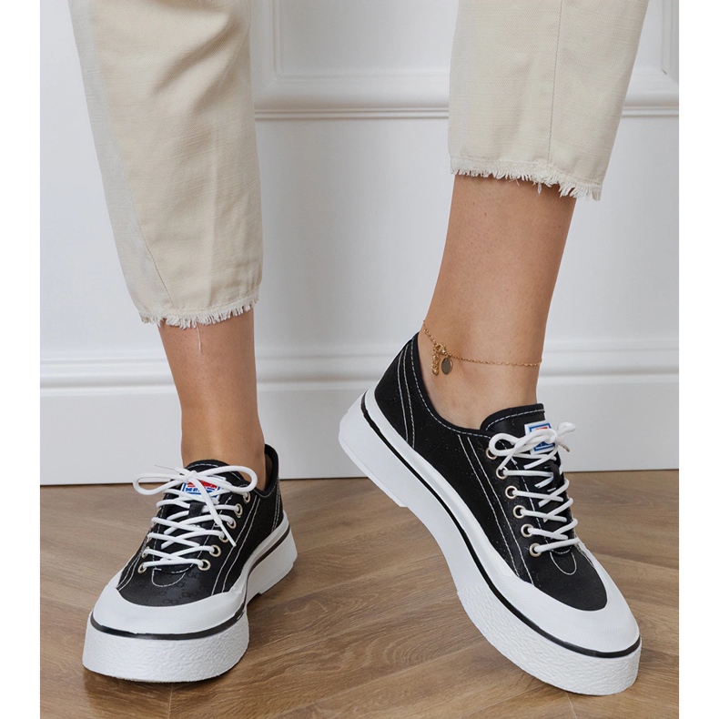 Sneakers nere con plateau da donna nero 2