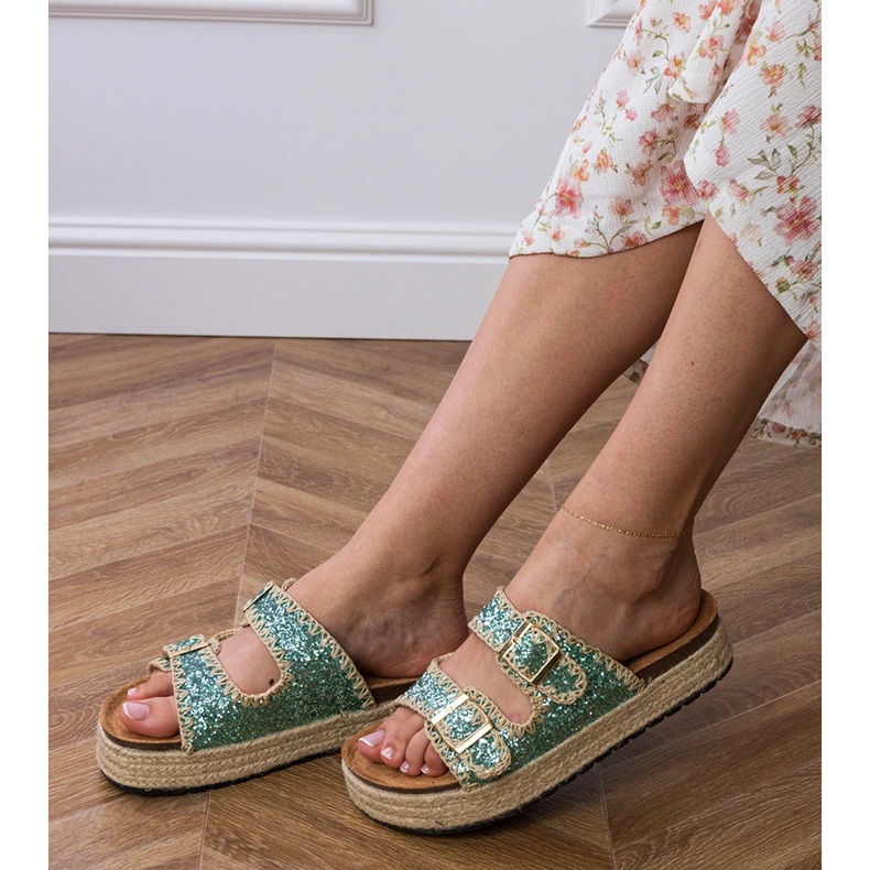 Slifori verdi Espadrilles con fibbie verde 2