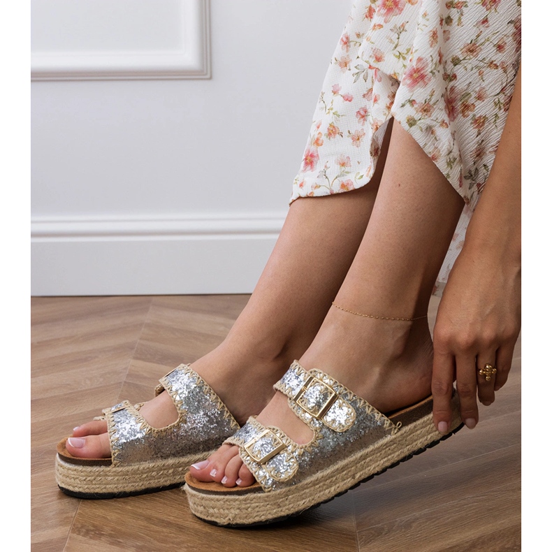 Silver glitter espadrilles con fibbie argento 2